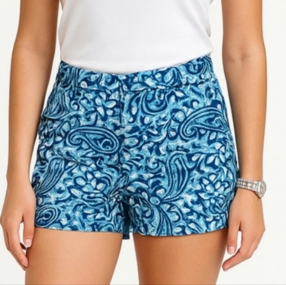 NEW Michael Kors Blue Cotton Paisley Short 14